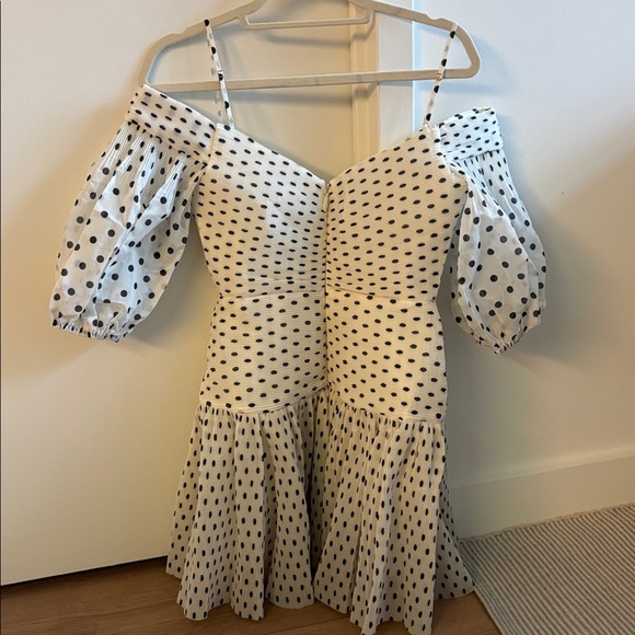 White Polka Dot Off-Shoulder Dress - Picture 2 of 3
